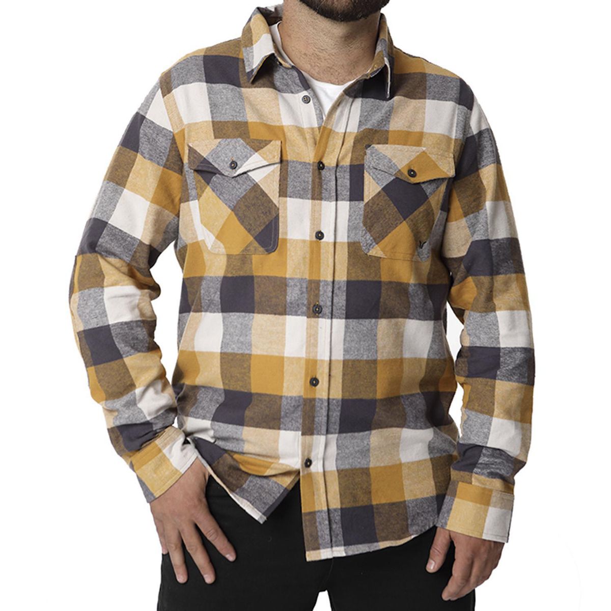 ORYX - Camisa Franela Hombre Yoho Mostaza Talla L