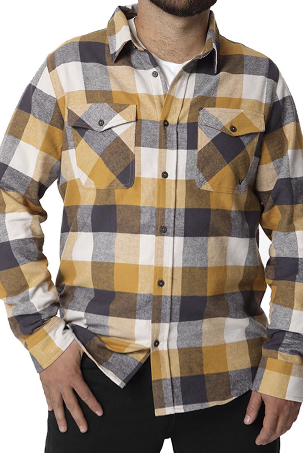 ORYX - Camisa Franela Hombre Yoho Mostaza Talla M