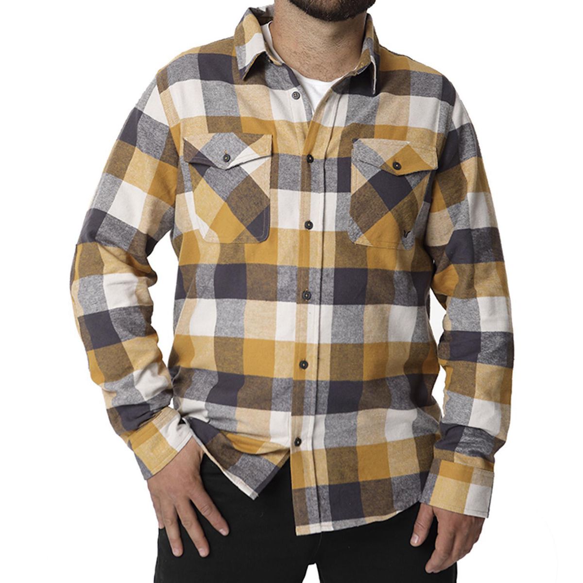 ORYX - Camisa Franela Hombre Yoho Mostaza Talla M
