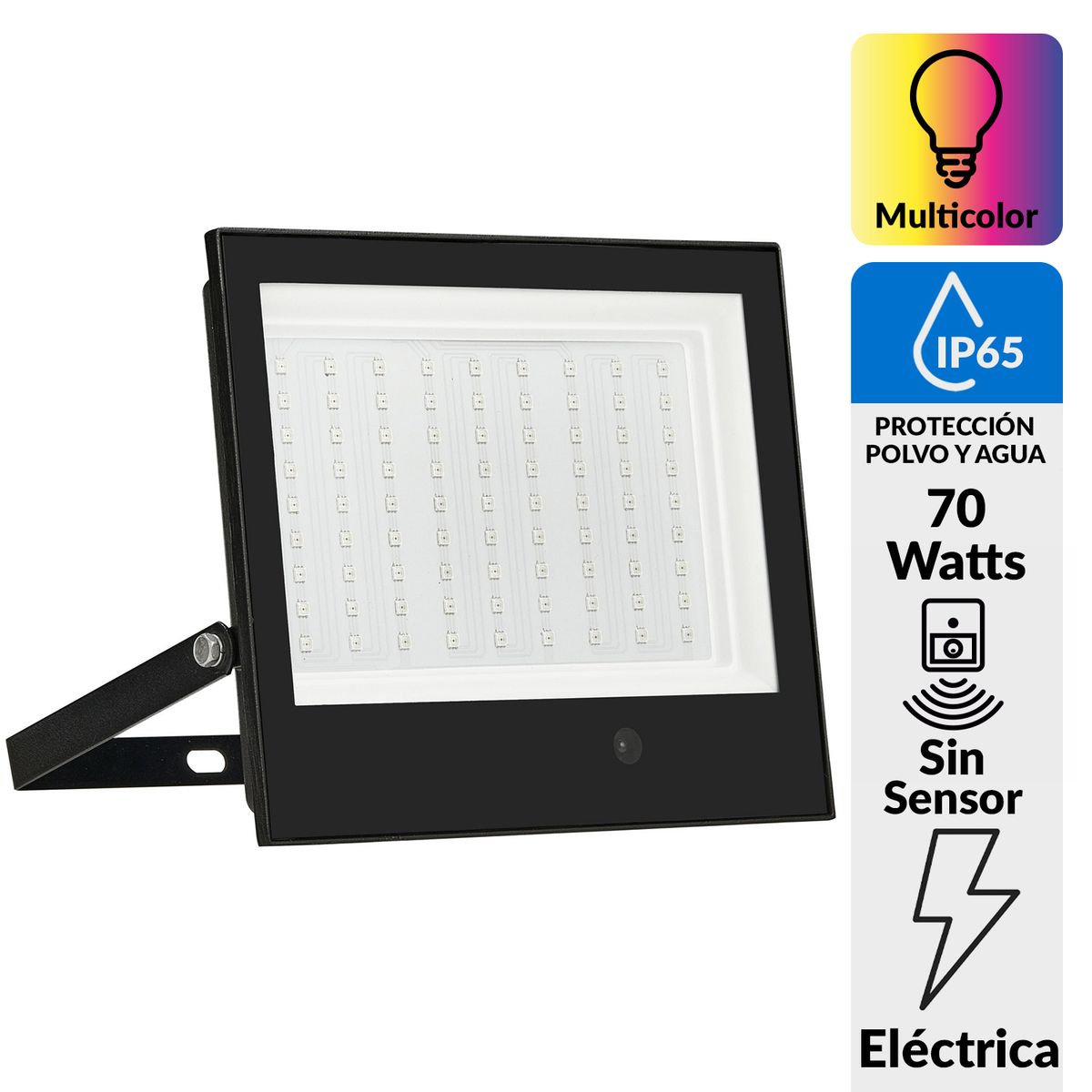 HALUX - Reflector Led con Sensor 70 W IP 65 Luz RGB
