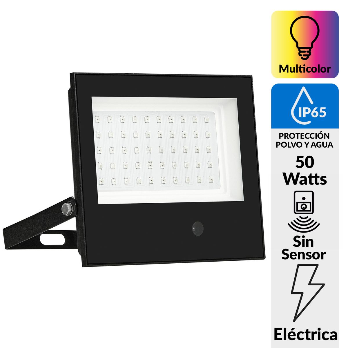 HALUX - Reflector Led con Sensor 50 W IP 65 Luz RGB
