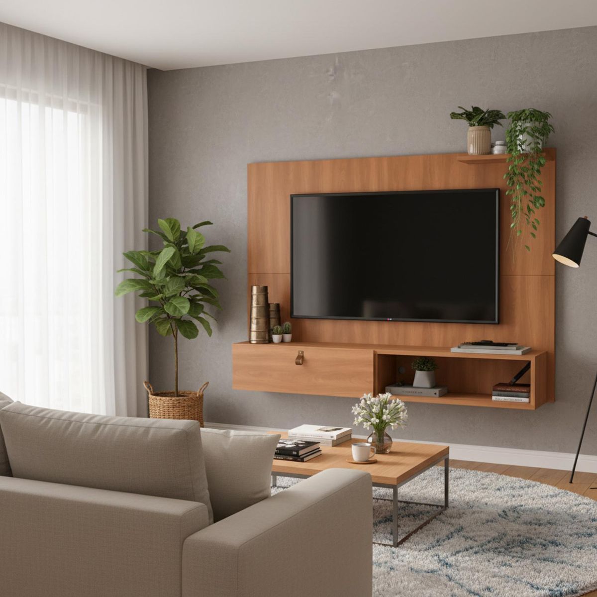 MOBILFRANK - Panel Rack TV 50" Café 123x90x23 cm