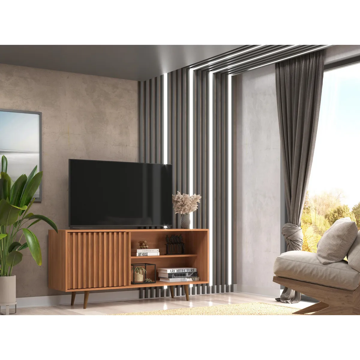 MOBILFRANK - Rack TV 50 " 830CA Café 136x65x36 cm