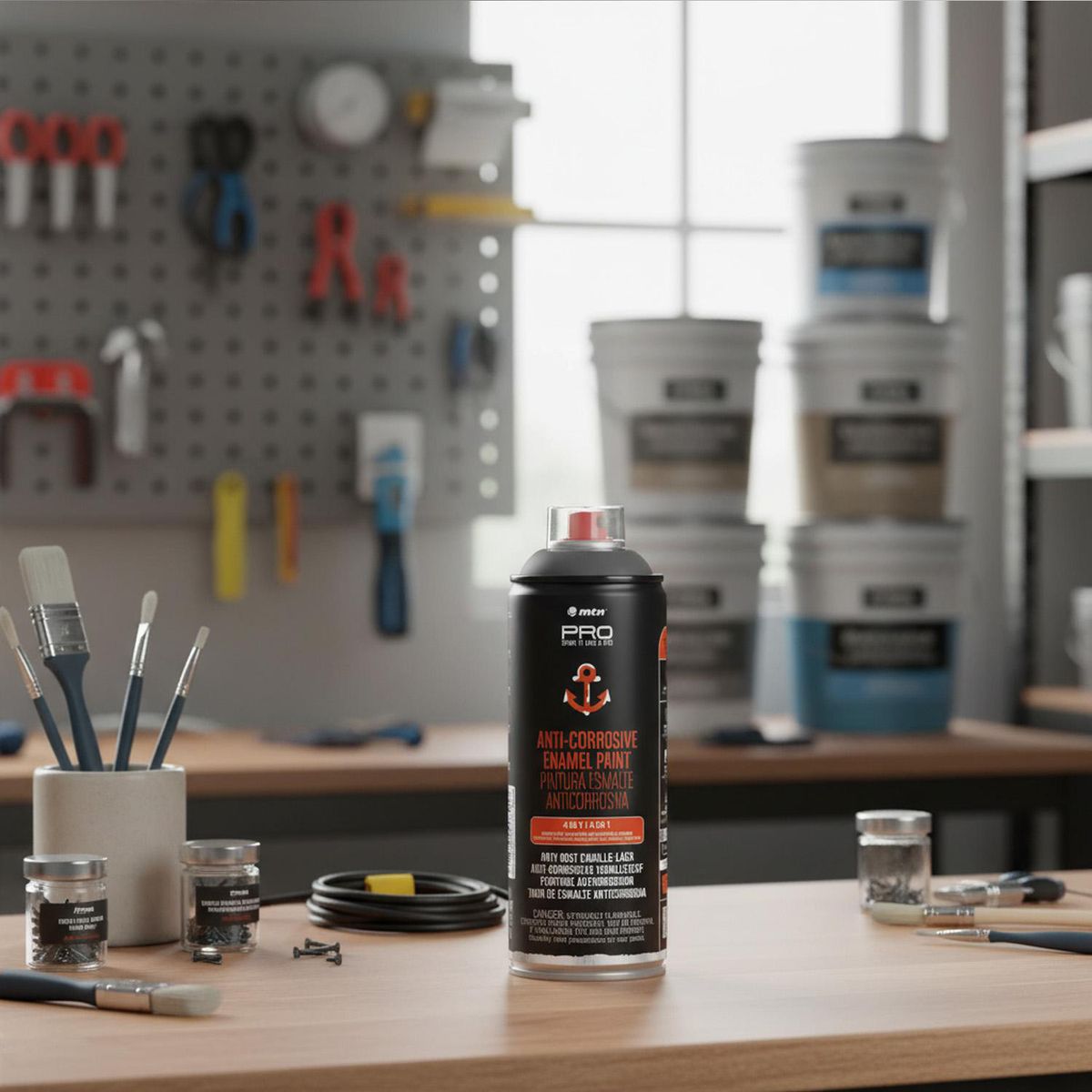 MONTANA - Spray Esmalte Anticorrosivo Spray 0.4 l Brillante Gris