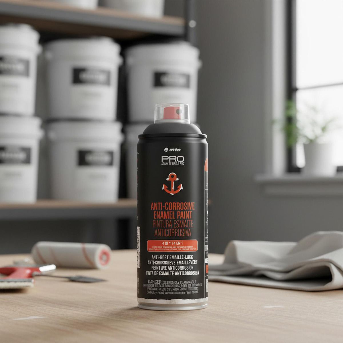 MONTANA - Spray Esmalte Anticorrosivo Spray 0.4 l Brillante Gris