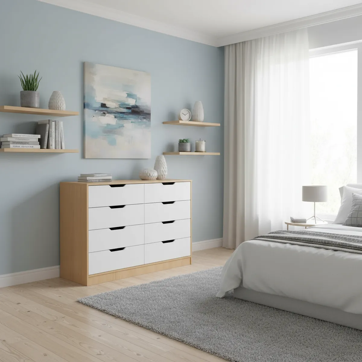 MOBIKIT - Cómoda 8 Cajón(es) Misuri 120.6x86.8x40 cm Blanco