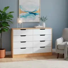 MOBIKIT - Cómoda 8 Cajón(es) Misuri 120.6x86.8x40 cm Blanco