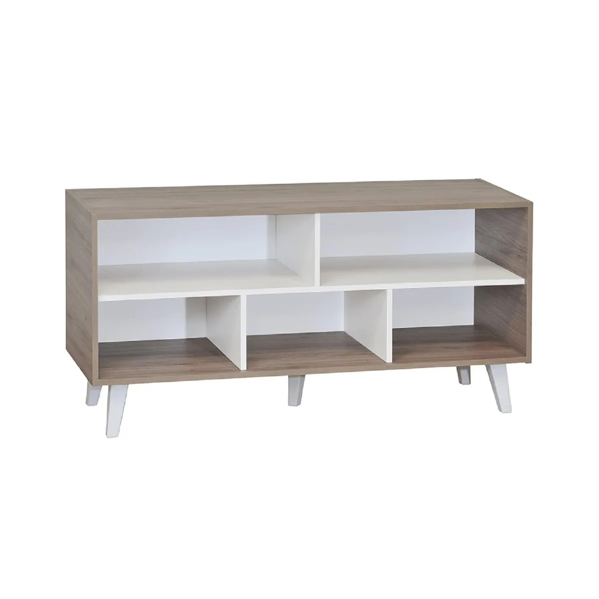 MOBIKIT - Rack TV 50 " Luisiana Roble Santana/Blanco 120x60x38.5 cm