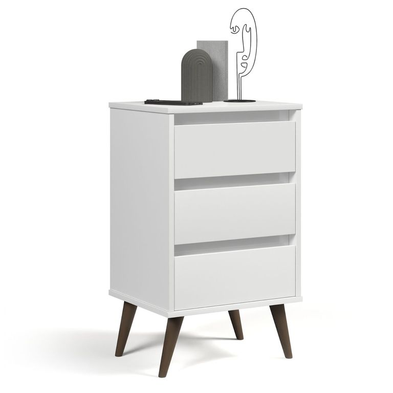 Velador 3 Cajón(es) Wood 43.5x71x36 cm Blanco