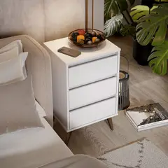 ONESSTA - Velador 3 Cajón(es) Wood 43.5x71x36 cm Blanco