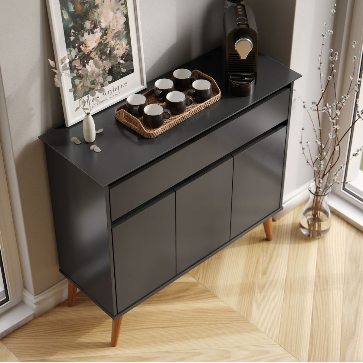 ONESSTA - Buffet Zeus Negro 93x35x83 cm