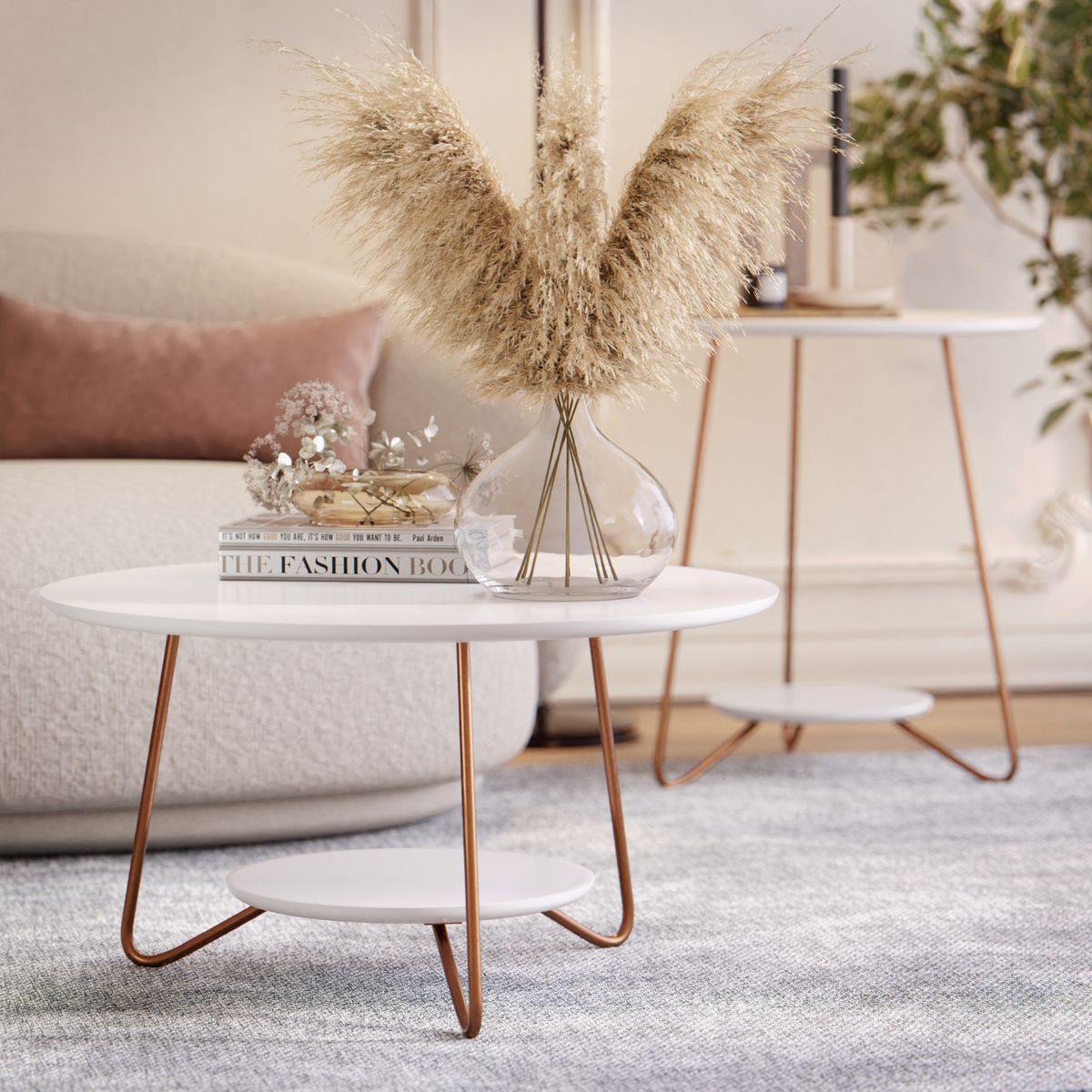 ONESSTA - Juego de mesas Liz Blanco 50x50x52 cm