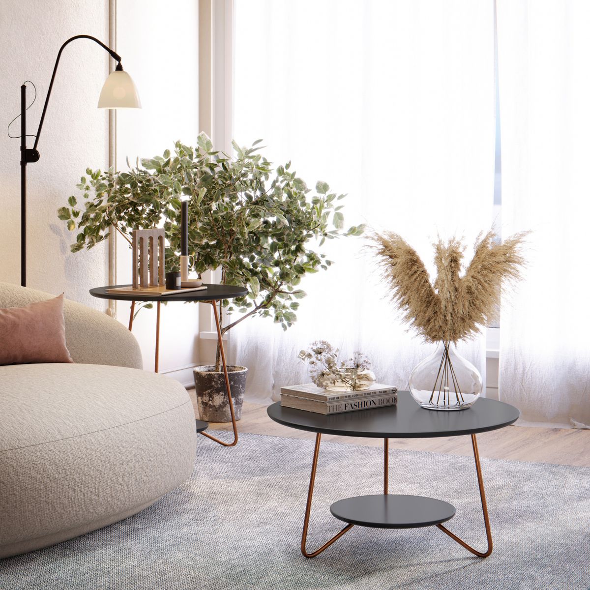 ONESSTA - Juego de mesas Liz Negro 50x50x52 cm