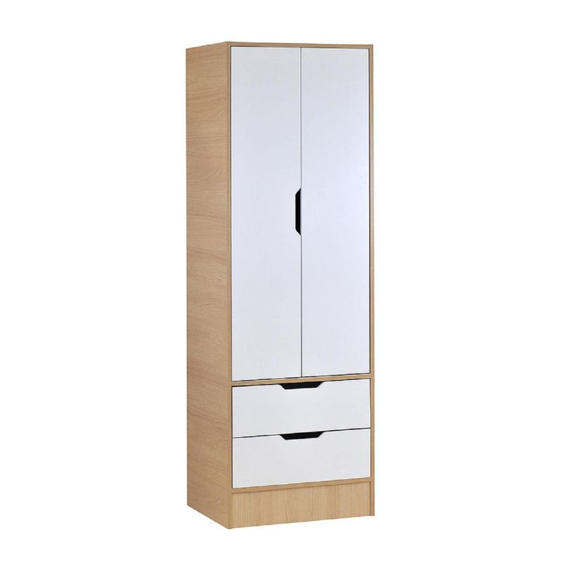 MOBIKIT - Clóset Misuri 2 Puerta(s) 2 Cajón(es) 2 Repisa(s) 59x181x46.5 cm Carvalo/Blanco