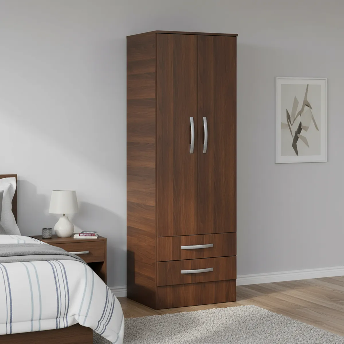 MOBIKIT - Clóset 2 Puerta(s) 2 Cajón(es) 59x181x46.5 cm Nogal