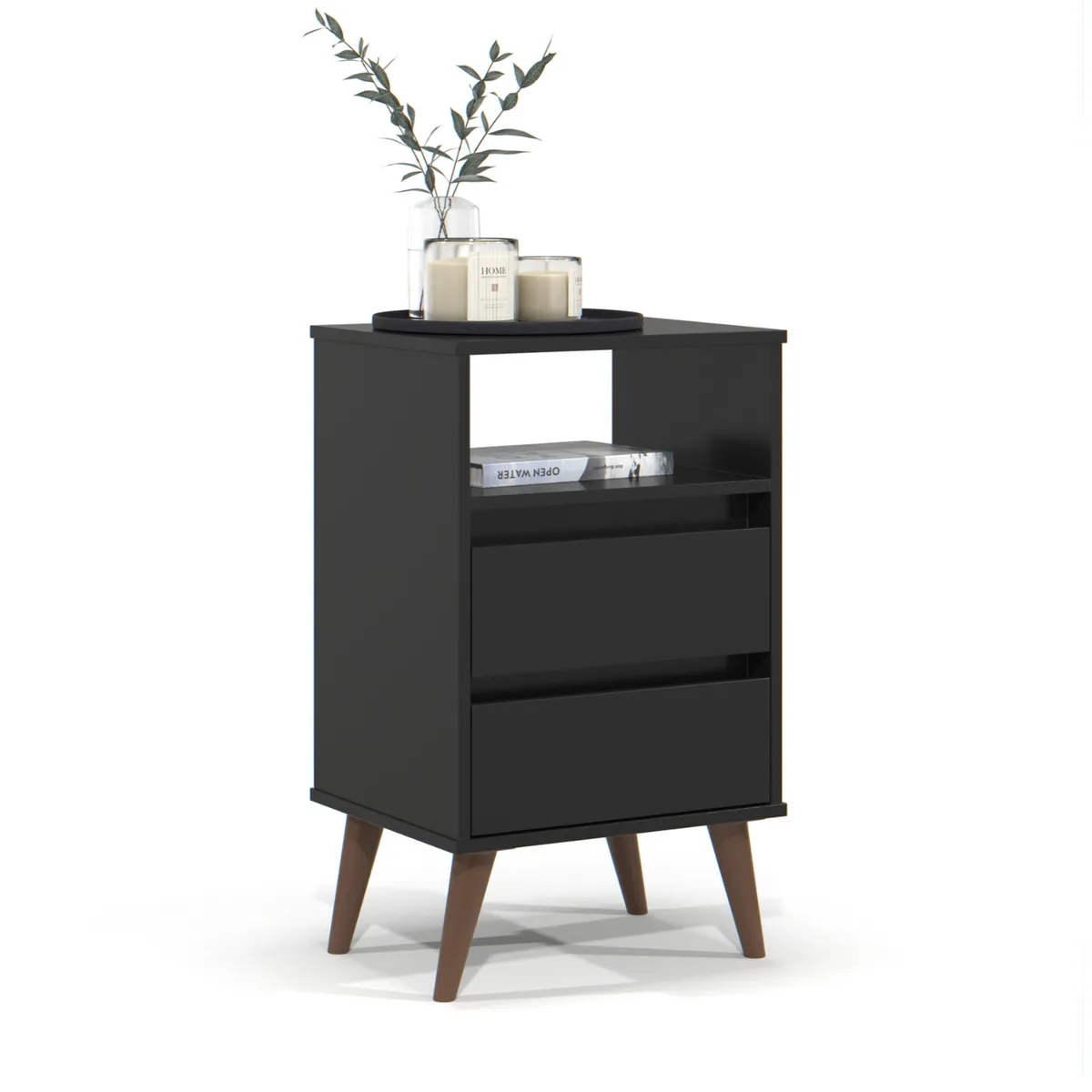 ONESSTA - Velador 2 Cajón(es) Roma 43.5x73x36 cm Negro