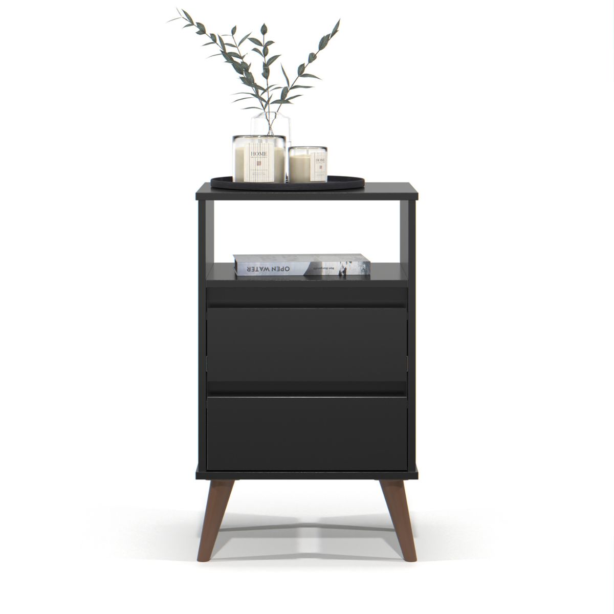 ONESSTA - Velador 2 Cajón(es) Roma 43.5x73x36 cm Negro