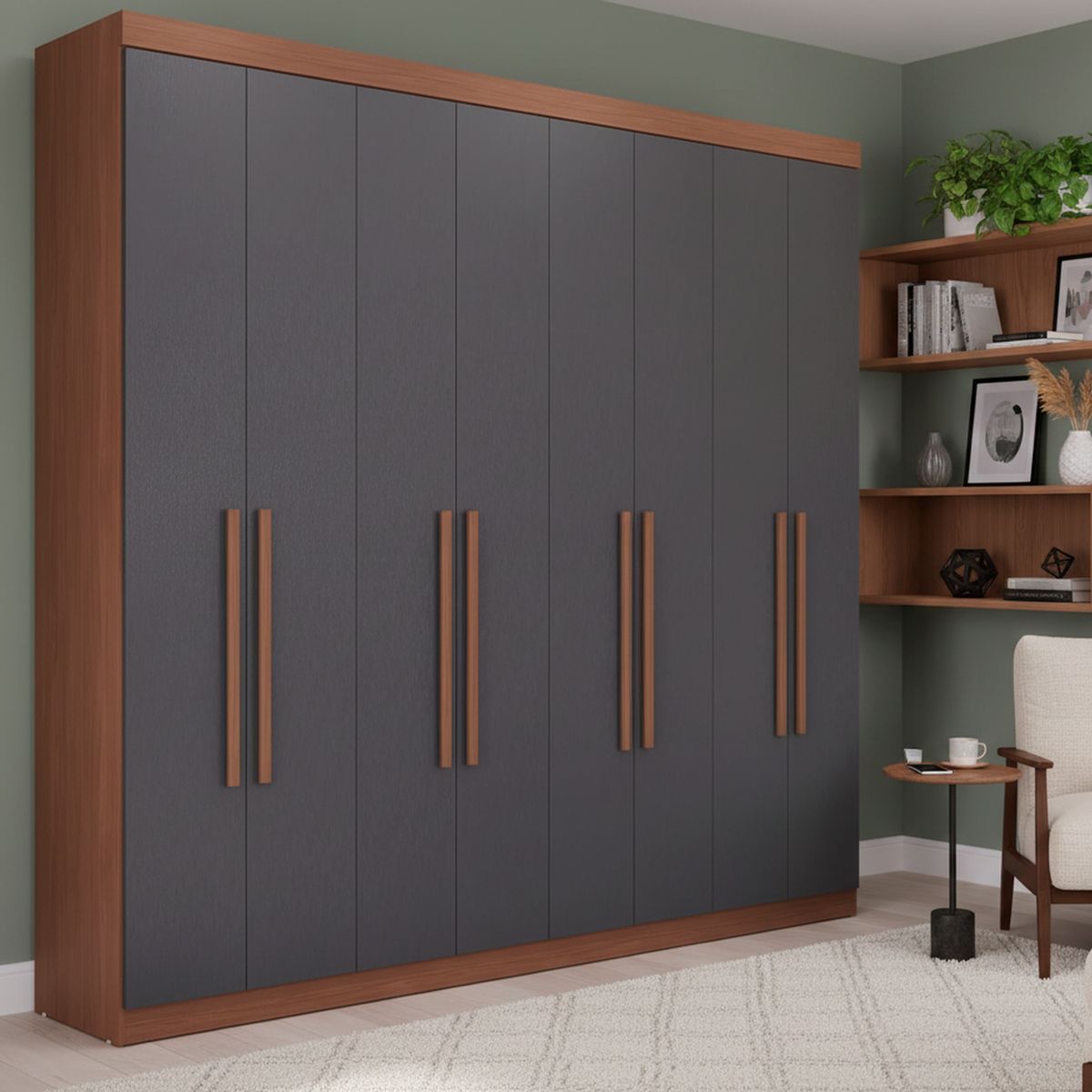 ONESSTA - Clóset Máster 8 Puerta(s) 4 Cajón(es) 8 Repisa(s) 238.8x219x46.3 cm Grafito