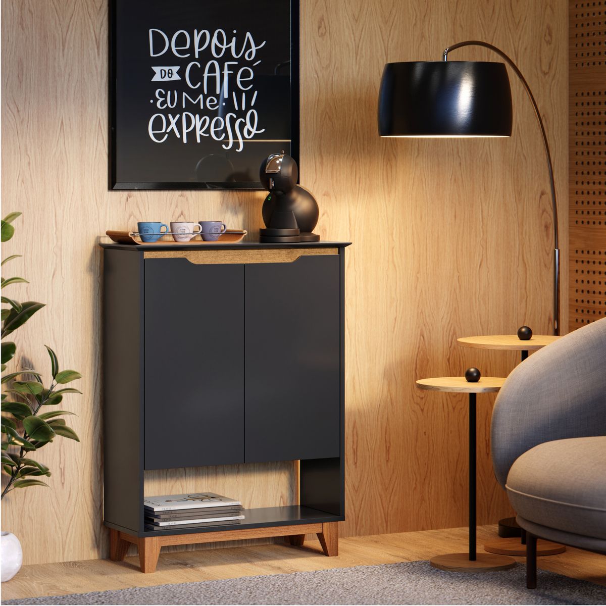 ONESSTA - Zapatera Hall 3 Nivel(es) 90.5x68x26.5 cm Negro