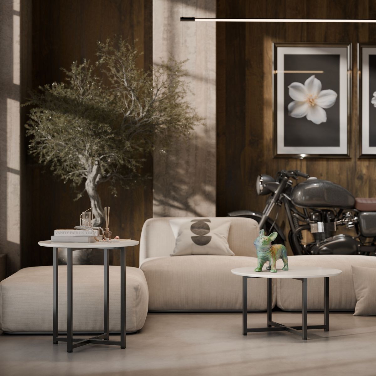 ONESSTA - Mesa de centro Flow Blanco 60x60x33.5 cm