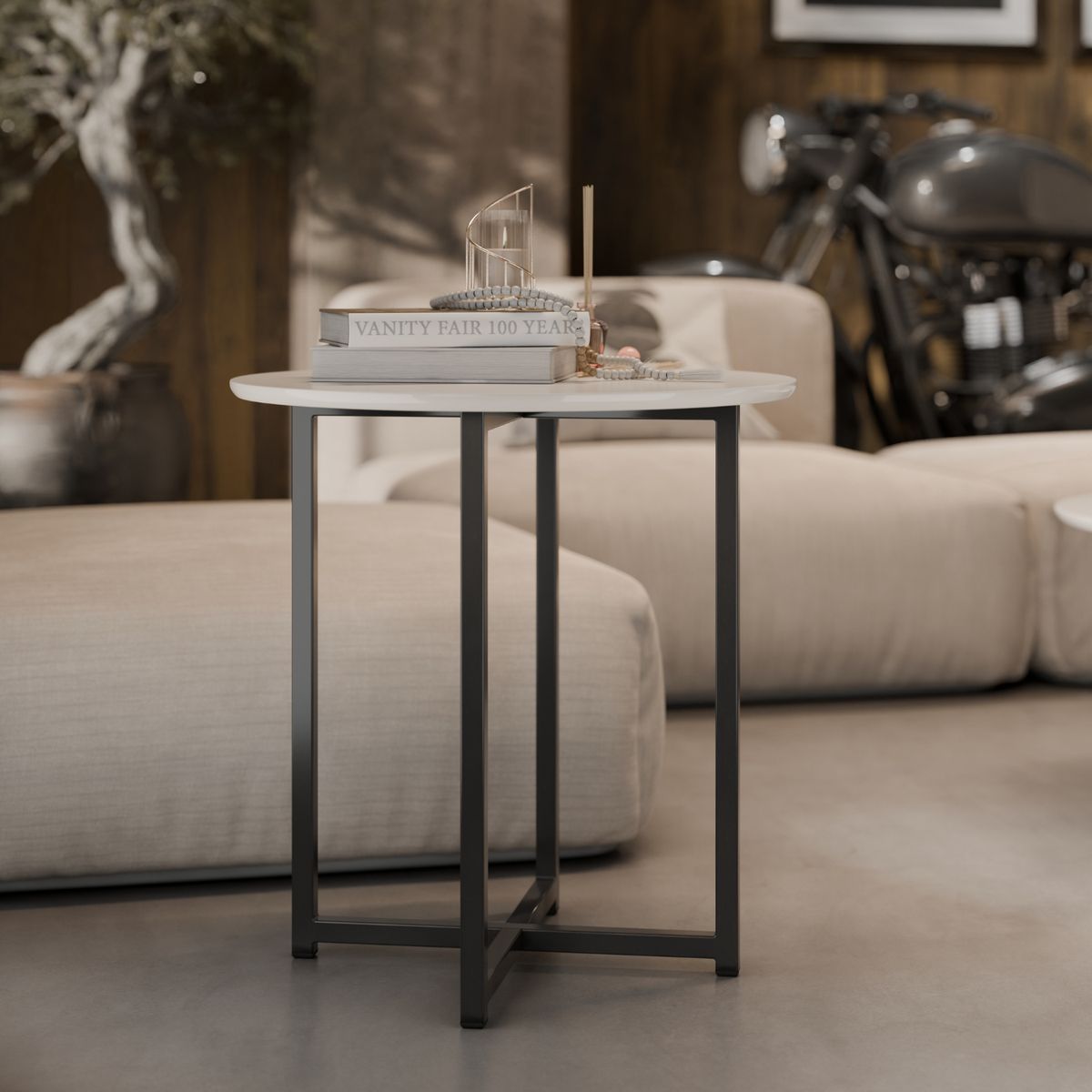 ONESSTA - Mesa lateral Flow Blanco 50x50x51.5 cm