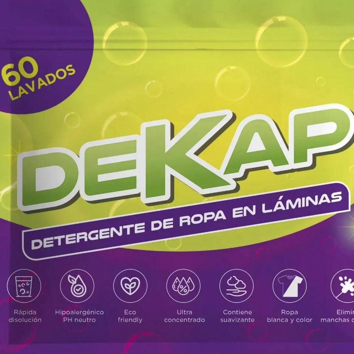 GENERICO - Láminas de Detergente Concentrado para Ropa 60 Lavados Sin Aroma