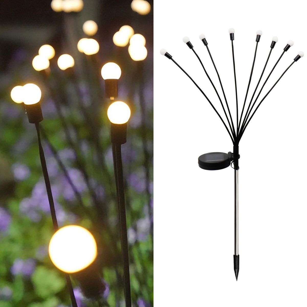 JUST HOME COLLECTION - Estaca Solar Luciérnaga 8 Piezas 1 W IP 44 1 lm Luz Cálida