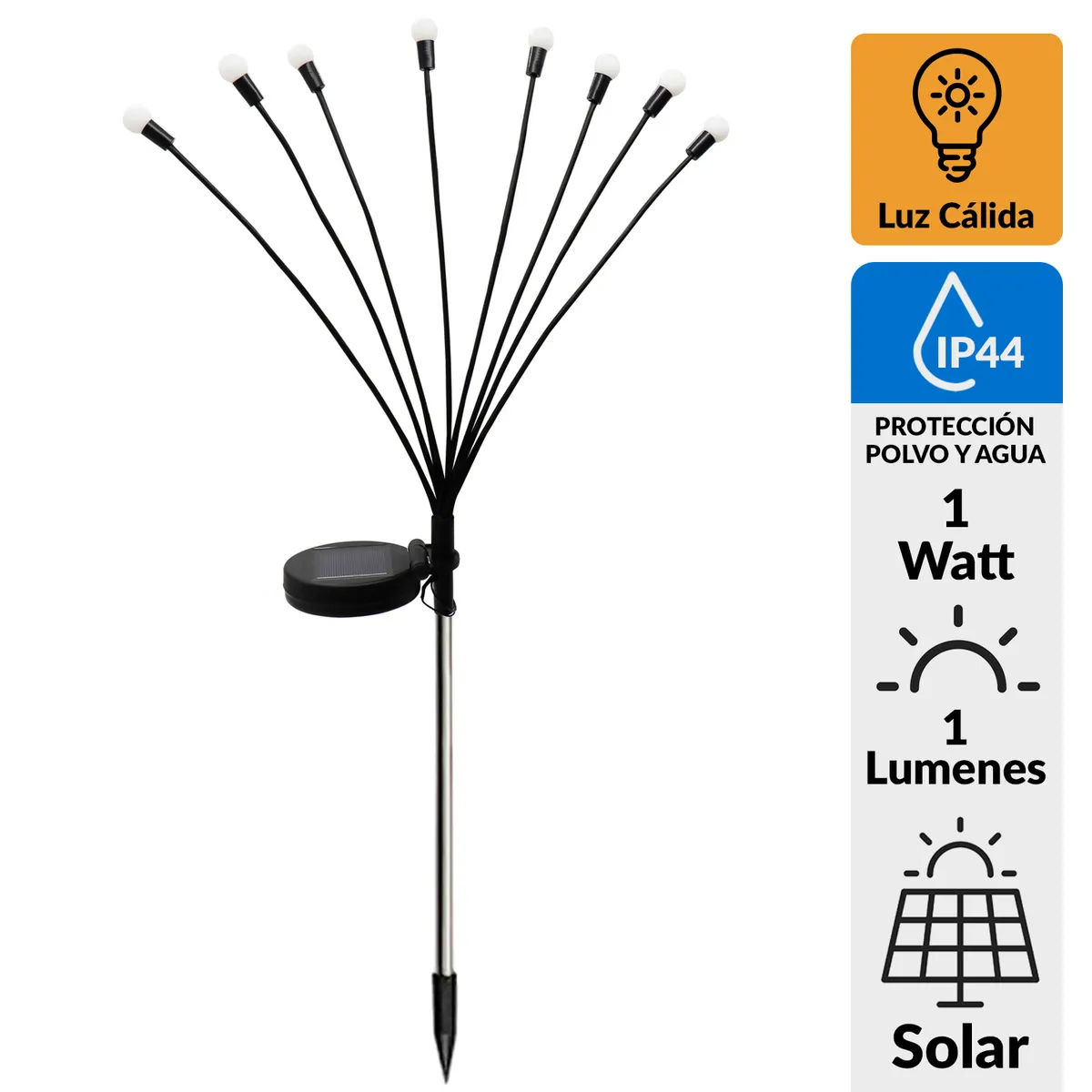 JUST HOME COLLECTION - Estaca Solar Luciérnaga 8 Piezas 1 W IP 44 1 lm Luz Cálida