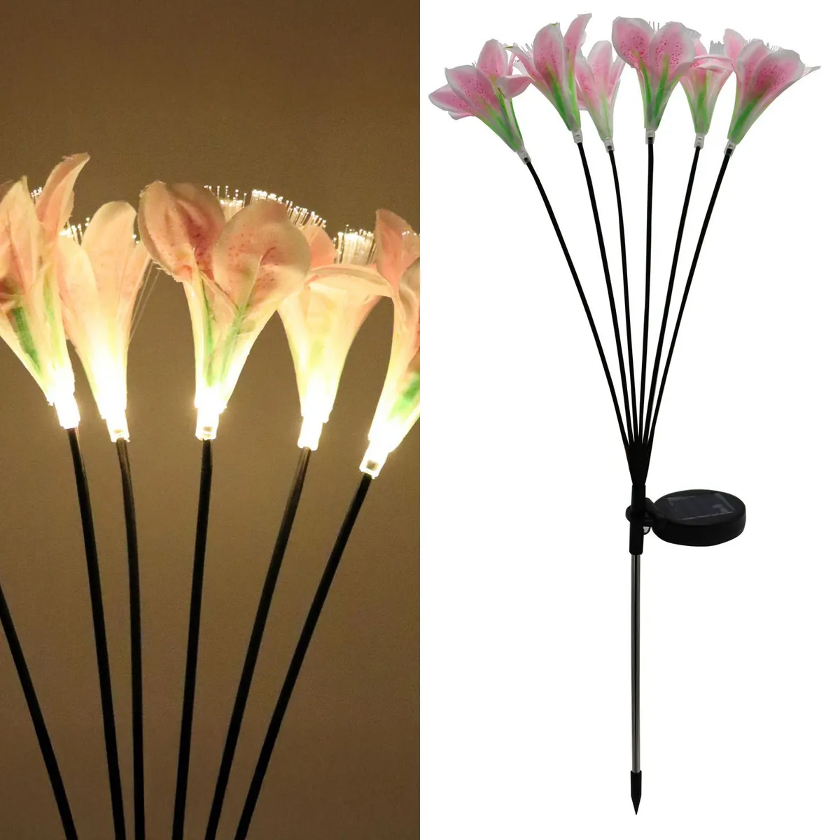 JUST HOME COLLECTION - Estaca Solar Flores 6 Piezas 1 W IP 44 1 lm Luz Cálida