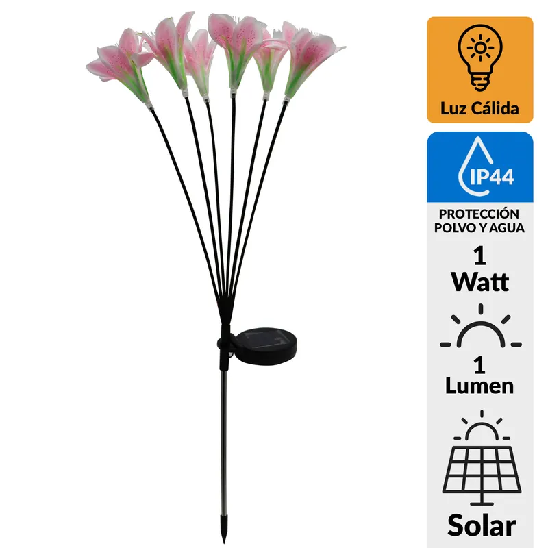 JUST HOME COLLECTION - Estaca Solar Flores 6 Piezas 1 W IP 44 1 lm Luz Cálida