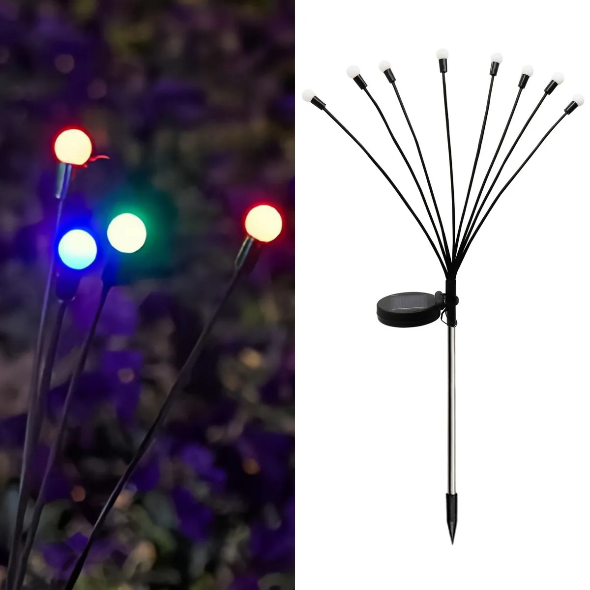 JUST HOME COLLECTION - Estaca Solar Luciérnaga 10 Piezas 1 W IP 44 1 lm Luz Multicolor