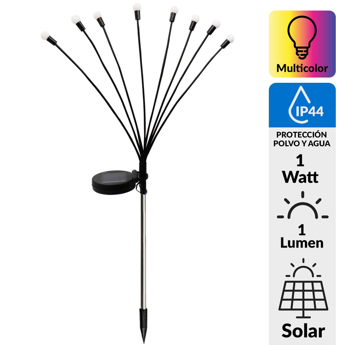 JUST HOME COLLECTION - Estaca Solar Luciérnaga 10 Piezas 1 W IP 44 1 lm Luz Multicolor