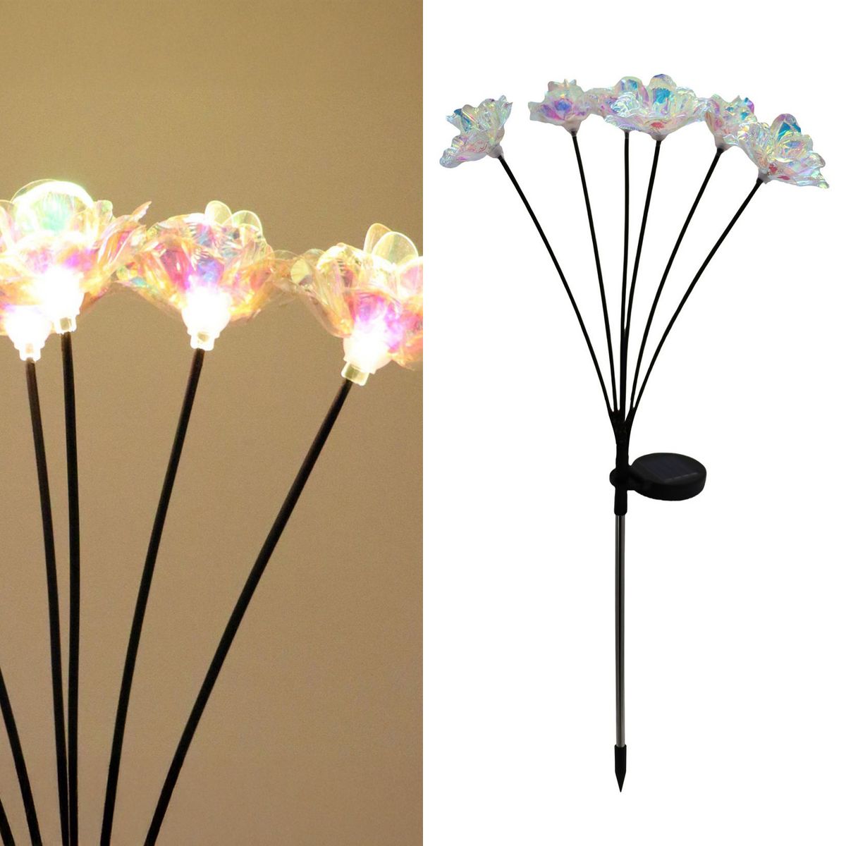 JUST HOME COLLECTION - Estaca Solar Rosas 6 Piezas 1 W IP 44 1 lm Luz Multicolor