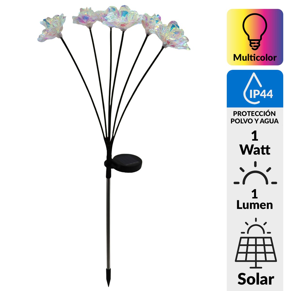 JUST HOME COLLECTION - Estaca Solar Rosas 6 Piezas 1 W IP 44 1 lm Luz Multicolor