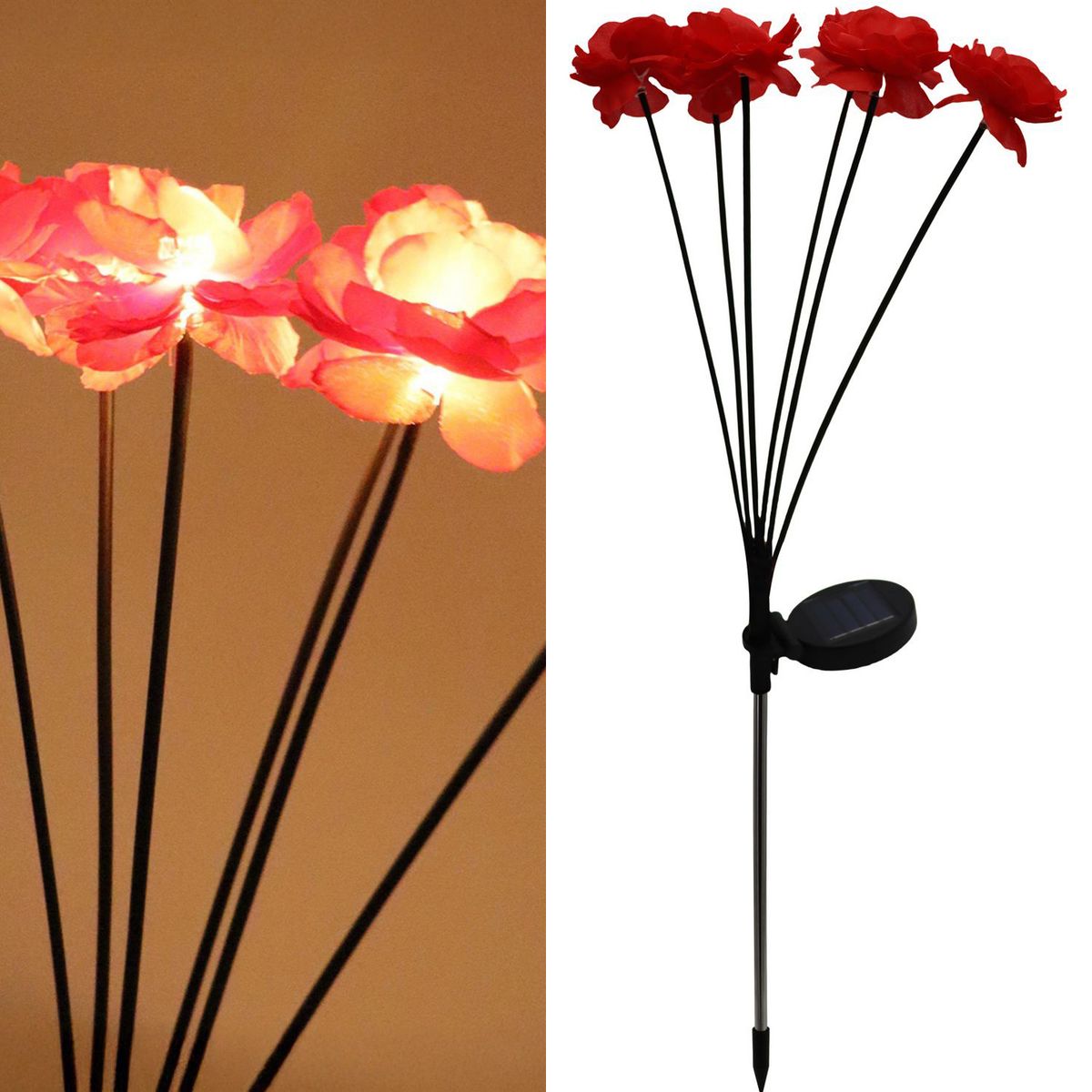 JUST HOME COLLECTION - Estaca Solar Flores 6 Piezas 1 W IP 44 1 lm Luz Cálida