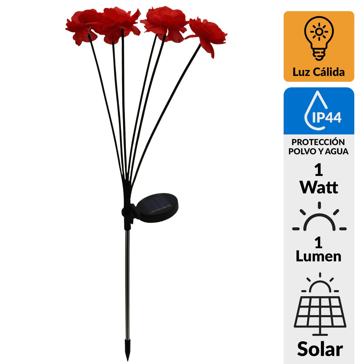 JUST HOME COLLECTION - Estaca Solar Flores 6 Piezas 1 W IP 44 1 lm Luz Cálida