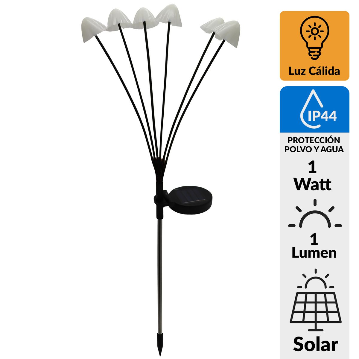 JUST HOME COLLECTION - Estaca Solar Seta 6 Piezas 1 W IP 44 1 lm Luz Cálida