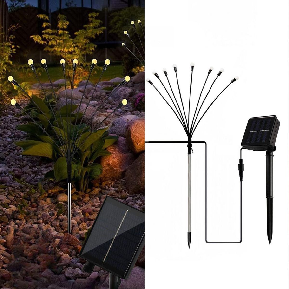 JUST HOME COLLECTION - Estaca Solar Luciérnaga 5 en 1 10 m 1 W IP 44 1 lm Luz Cálida
