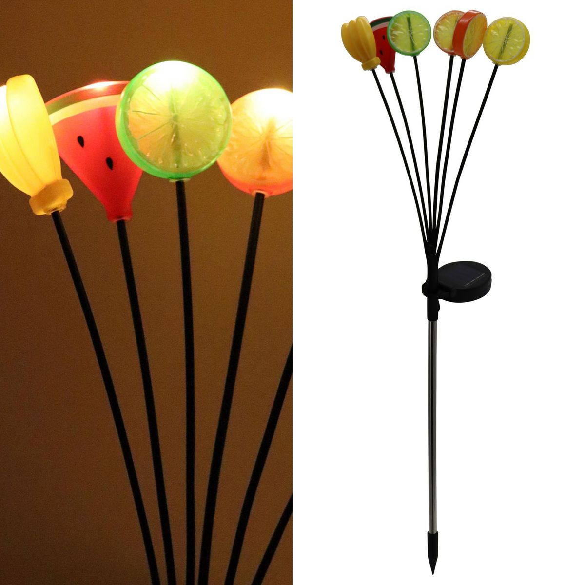 JUST HOME COLLECTION - Estaca Solar Frutas 6 Piezas 1 W IP 44 1 lm Luz Multicolor