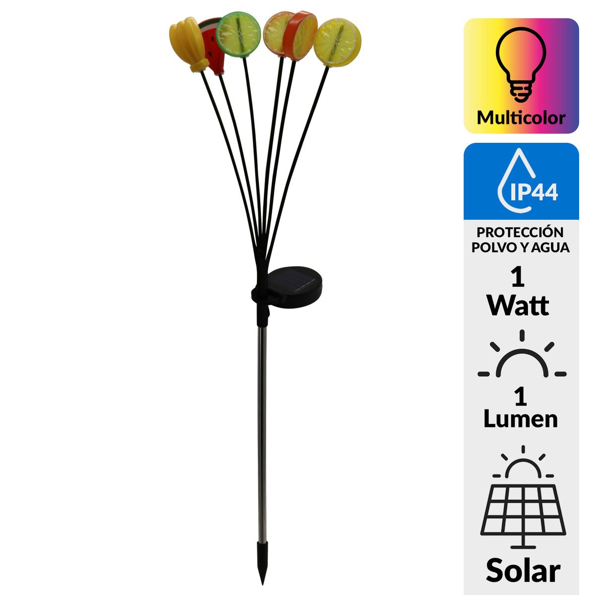 JUST HOME COLLECTION - Estaca Solar Frutas 6 Piezas 1 W IP 44 1 lm Luz Multicolor