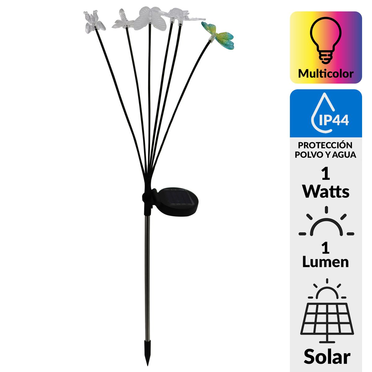 JUST HOME COLLECTION - Estaca Solar Mariposas 6 Piezas 1 W IP 44 1 lm Luz Multicolor