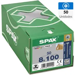 SPAX AMERICAN SCREW - Tornillo Tirafondo Cabeza Plana Madera Aglomerada 100 mm 8 mm 50 Unidades