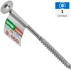SPAX AMERICAN SCREW - Tornillo Tirafondo Cabeza Plana Madera Aglomerada 160 mm 8 mm 1 Unidades