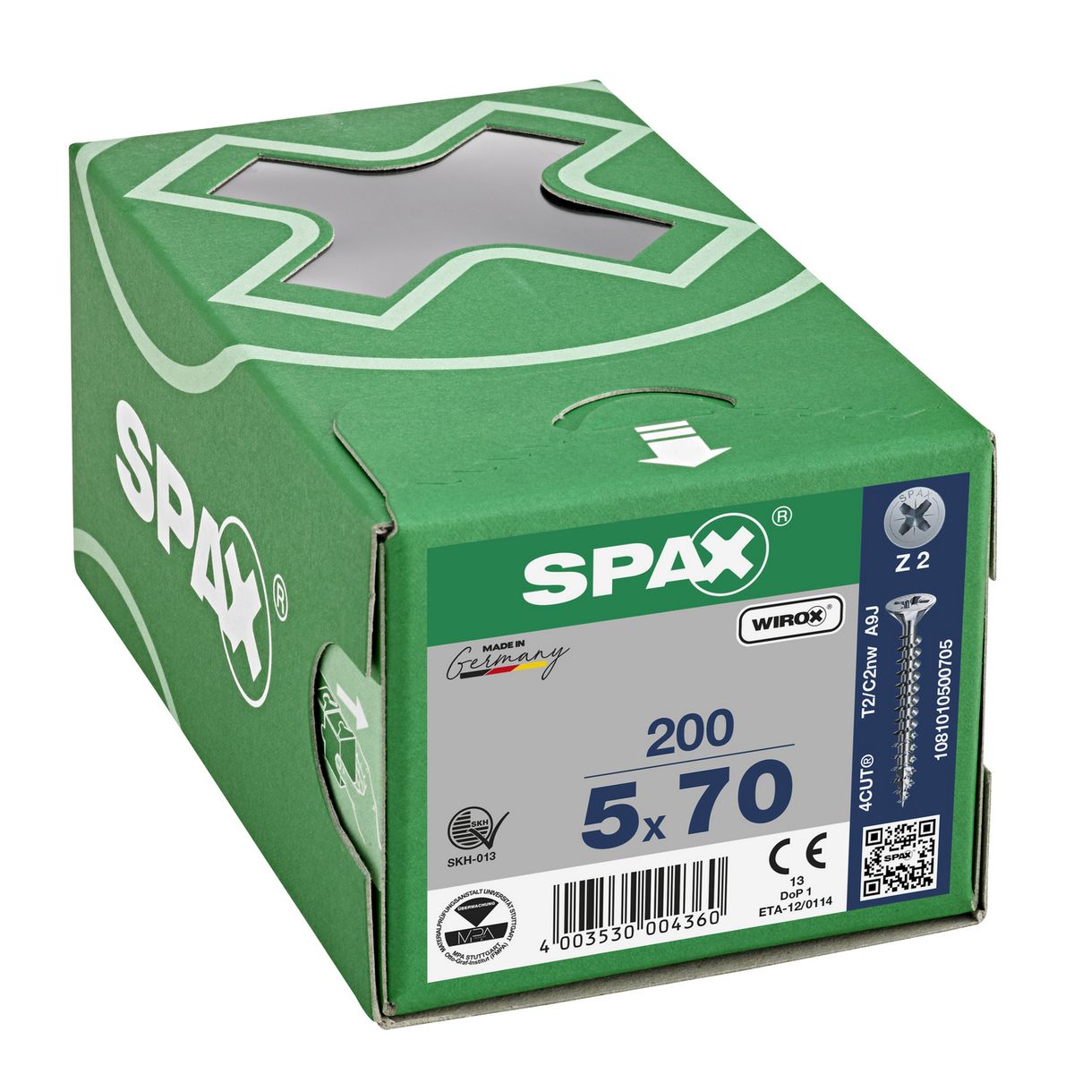SPAX AMERICAN SCREW - Tornillo Tirafondo Madera Aglomerada 70 mm 5 mm 200 unidad(es)