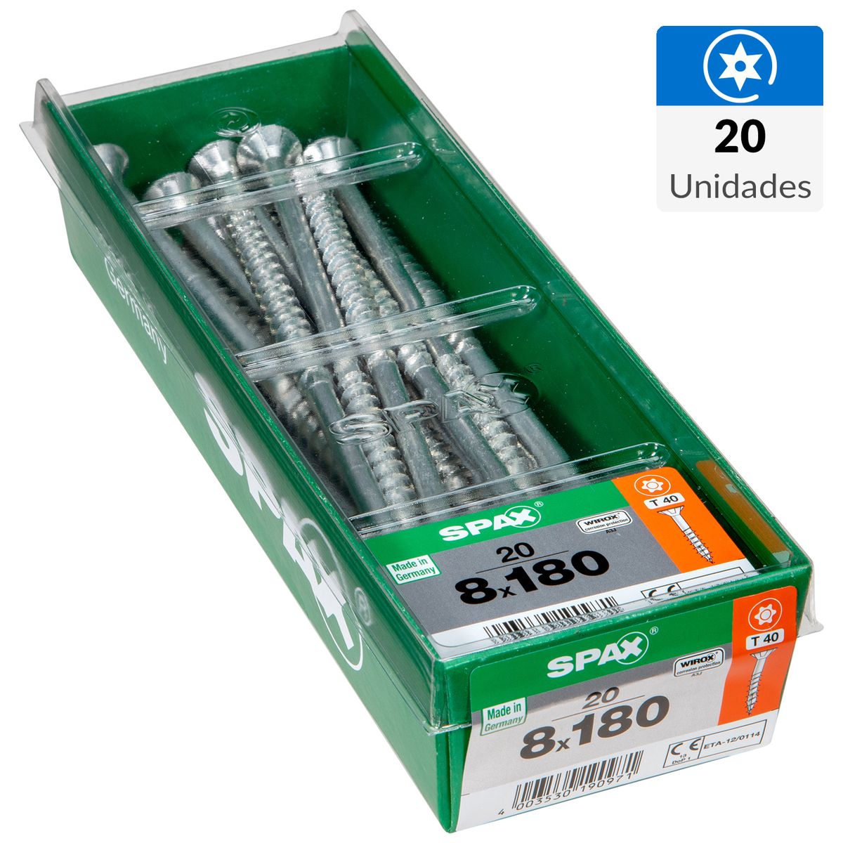 SPAX AMERICAN SCREW - Tornillo Tirafondo Madera Aglomerada 180 mm 8 mm 20 unidad(es)