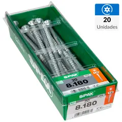 SPAX AMERICAN SCREW - Tornillo Tirafondo Cabeza Plana Madera Aglomerada 180 mm 8 mm 20 unidad(es)
