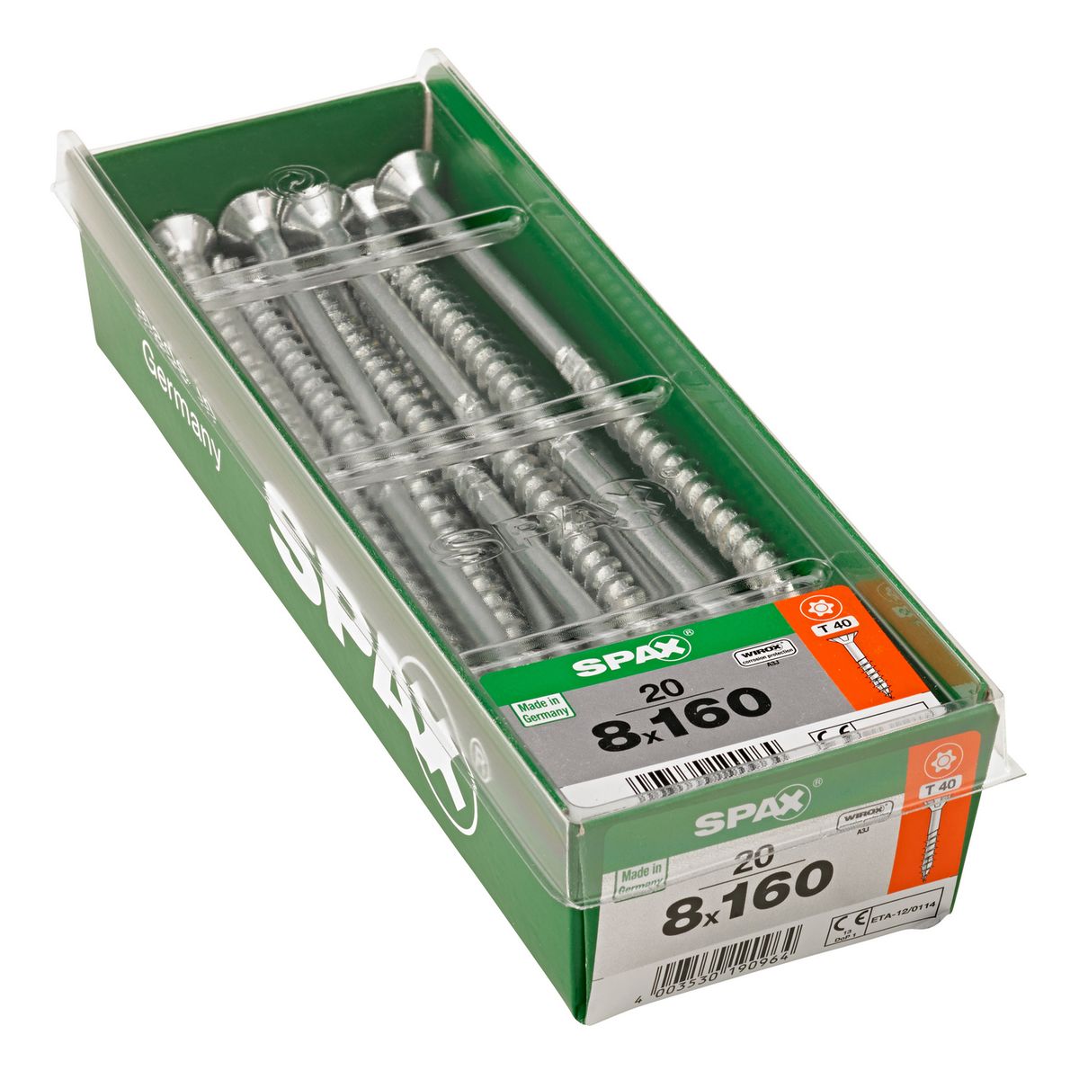 SPAX AMERICAN SCREW - Tornillo Tirafondo Madera Aglomerada 160 mm 8 mm 20 unidad(es)