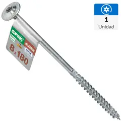 SPAX AMERICAN SCREW - Tornillo Tirafondo Cabeza Plana Madera Aglomerada 180 mm 8 mm 1 Unidades