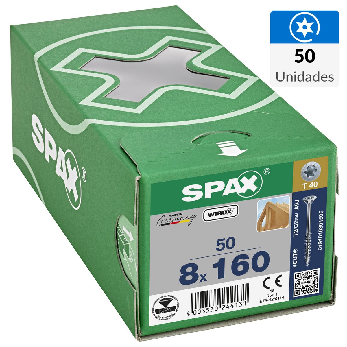 SPAX AMERICAN SCREW - Tornillo Tirafondo Madera Aglomerada 160 mm 8 mm 50 unidad(es)