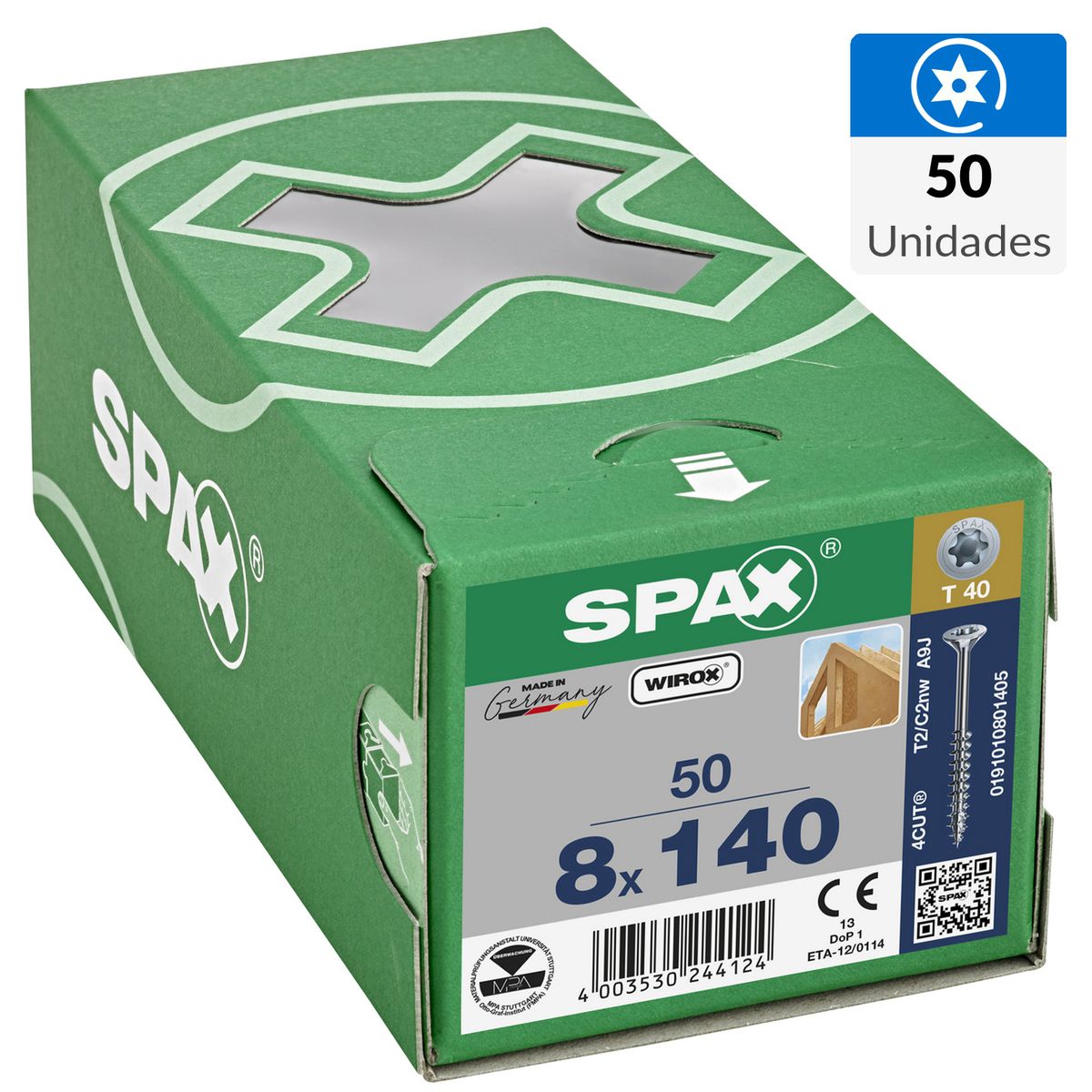 SPAX AMERICAN SCREW - Tornillo Tirafondo Madera Aglomerada 140 mm 8 mm 50 unidad(es)